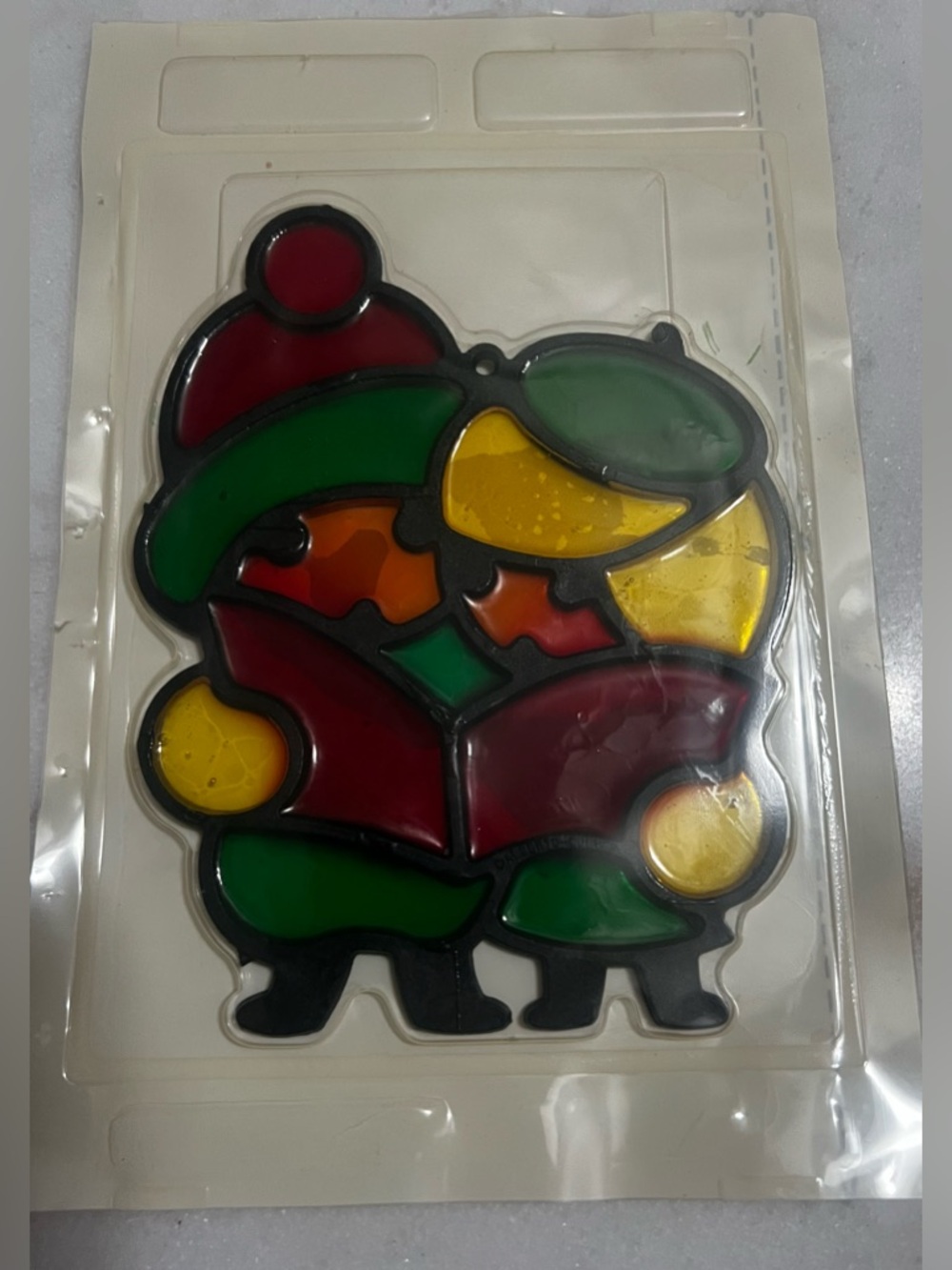 NOS Stained Glass style Christmas Carolers Tree ornament SEALED IN PACKAGE.